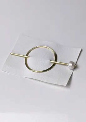 PeLo Modern - Pearl Oval Brass Hair Slide