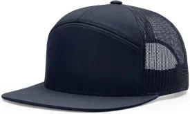 Richardson 168 Hi-Pro 7 Panel Flat Bill Adjustable Snapback Trucker Mesh Back Cap | OSFM | Bulk Pack Available