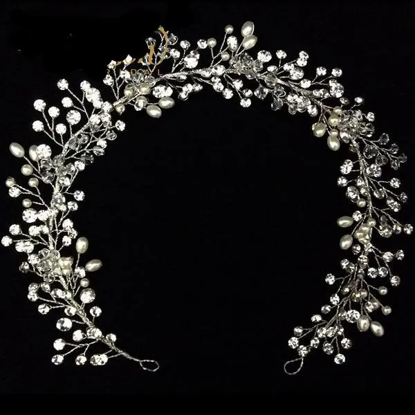 Romantic Crystal Swarovski Freshwater Pearl Bridal Hair Vine