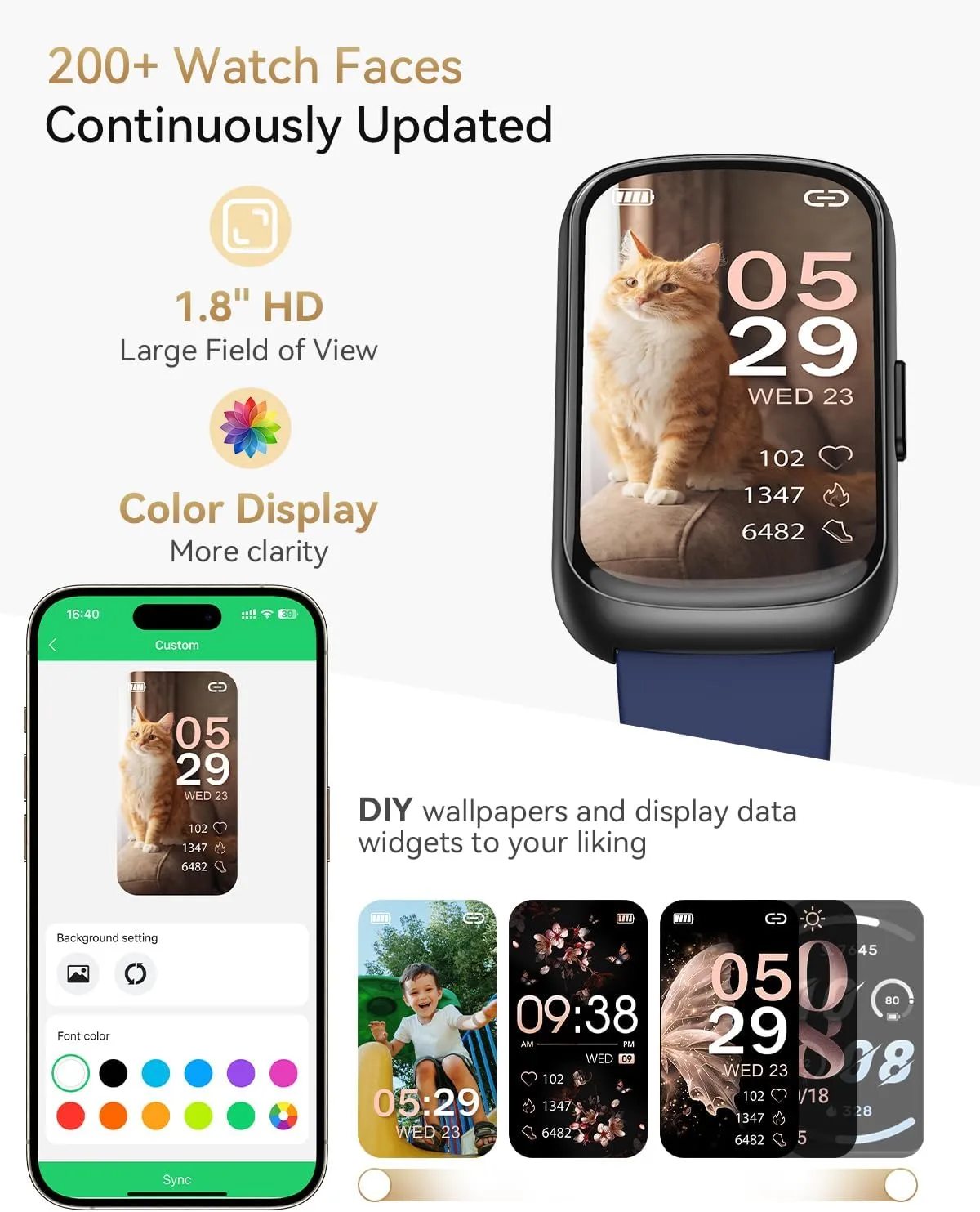 RUXINGX Fitness Tracker Watch for Men/Women, SmartWatch with Sleep/Activity Tracker, Heart Rate Monitor with 20  Sports Modes, Android Smart Watch for Phones, Smart Fitness Watches for Women/Men