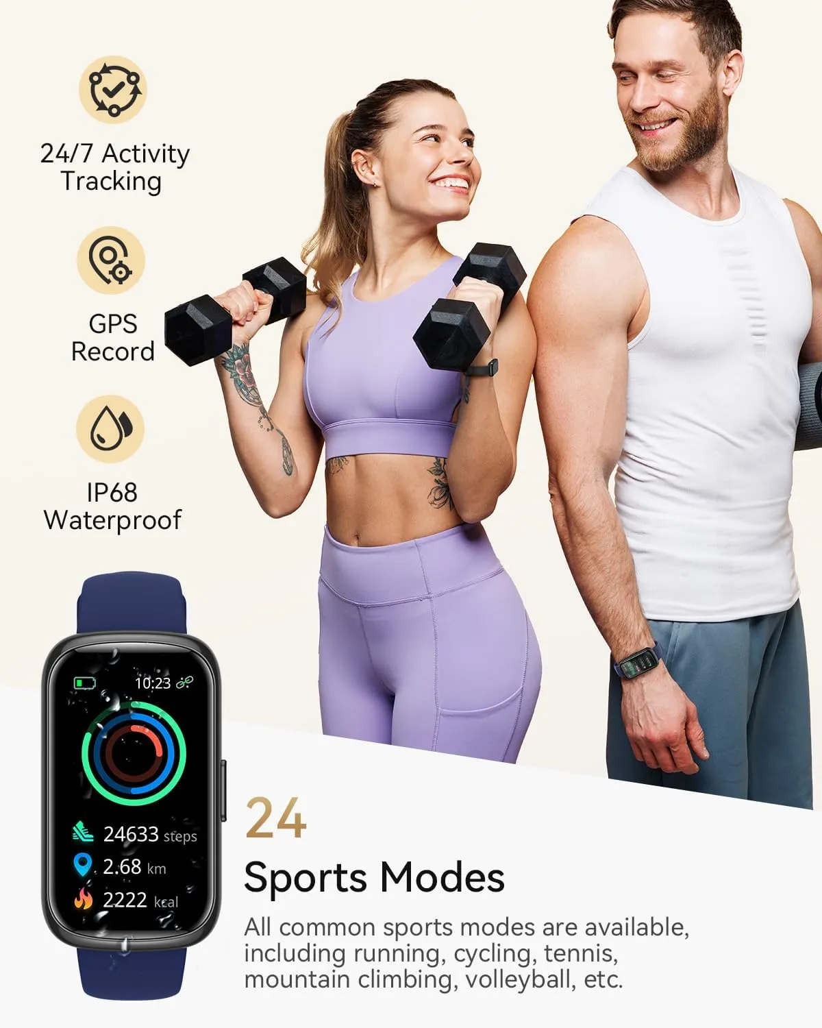RUXINGX Fitness Tracker Watch for Men/Women, SmartWatch with Sleep/Activity Tracker, Heart Rate Monitor with 20  Sports Modes, Android Smart Watch for Phones, Smart Fitness Watches for Women/Men