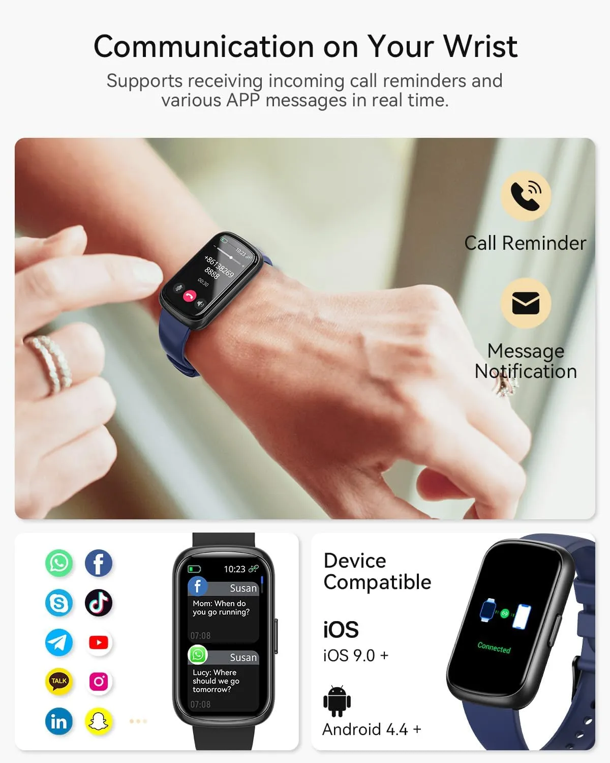 RUXINGX Fitness Tracker Watch for Men/Women, SmartWatch with Sleep/Activity Tracker, Heart Rate Monitor with 20  Sports Modes, Android Smart Watch for Phones, Smart Fitness Watches for Women/Men
