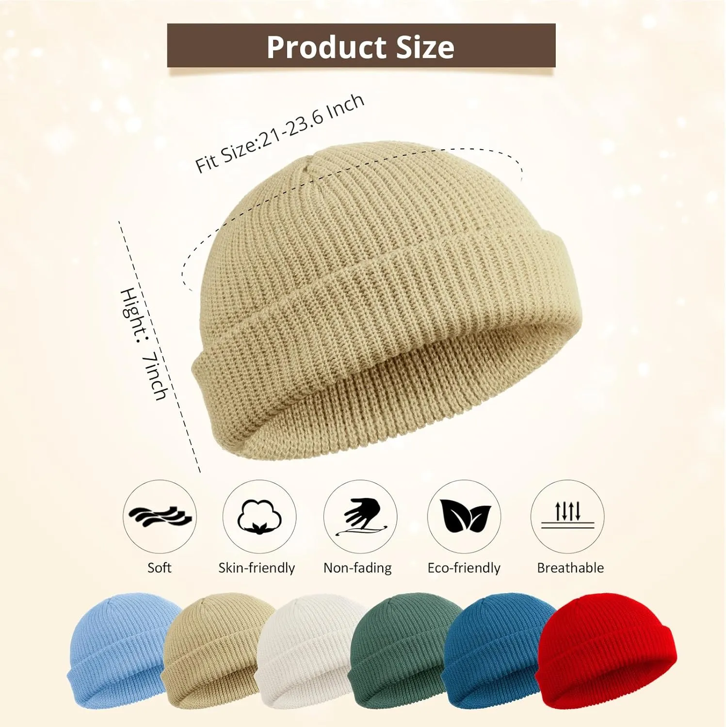 SATINIOR 6 Pieces Trawler Beanie Watch Hat Roll up Edge Skullcap Fisherman Beanie Unisex