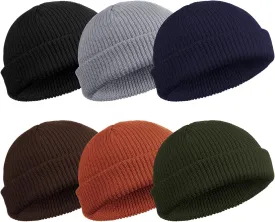 SATINIOR 6 Pieces Trawler Beanie Watch Hat Roll up Edge Skullcap Fisherman Beanie Unisex