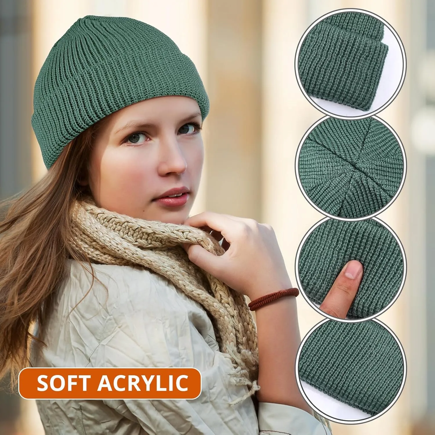 SATINIOR 6 Pieces Trawler Beanie Watch Hat Roll up Edge Skullcap Fisherman Beanie Unisex