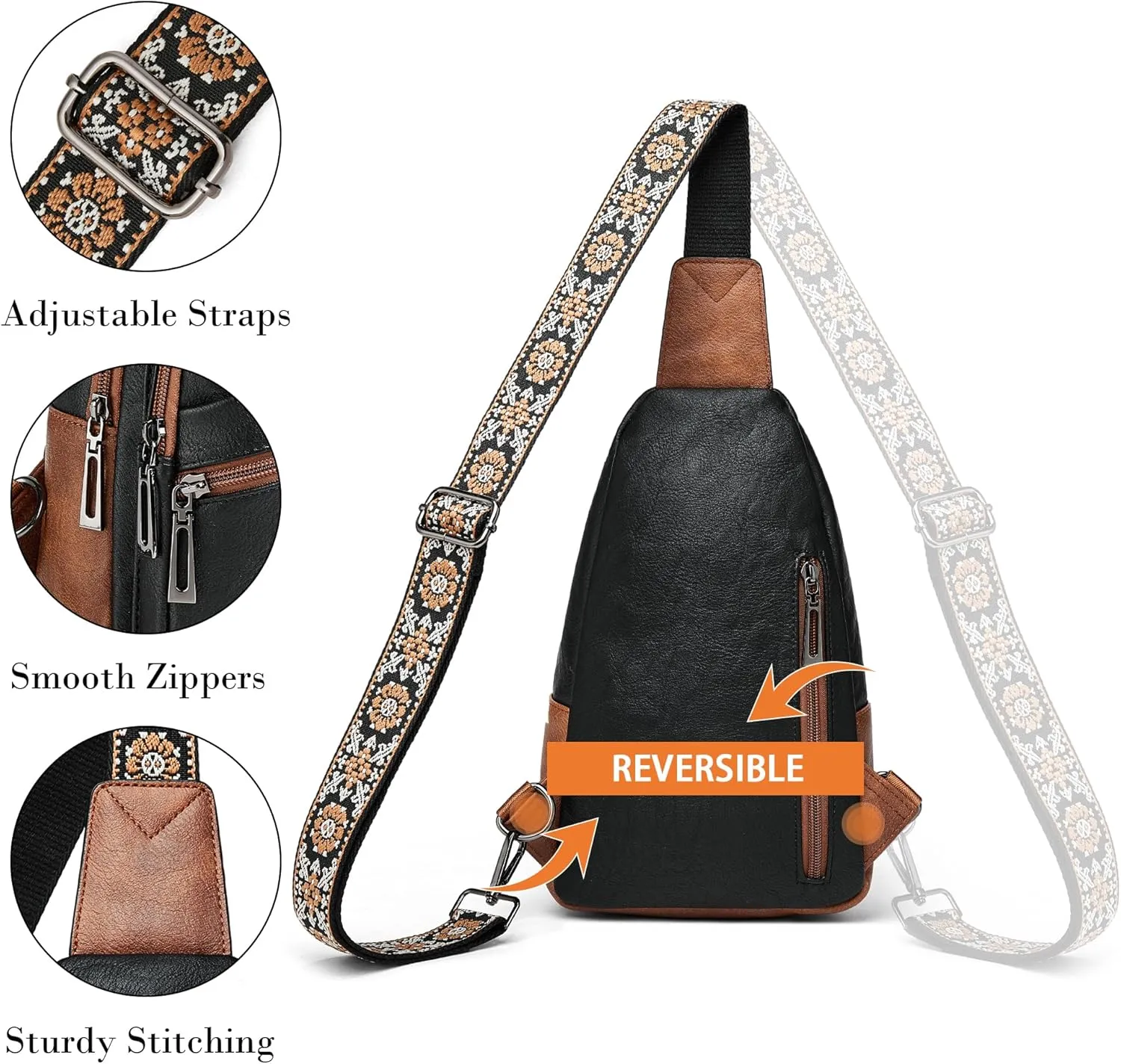 Shrrie Sling Bag Crossbody Bag for Women Vegan Leather Fanny Pack Women Small Travel Purse Chest Waist Bag For Daily Use