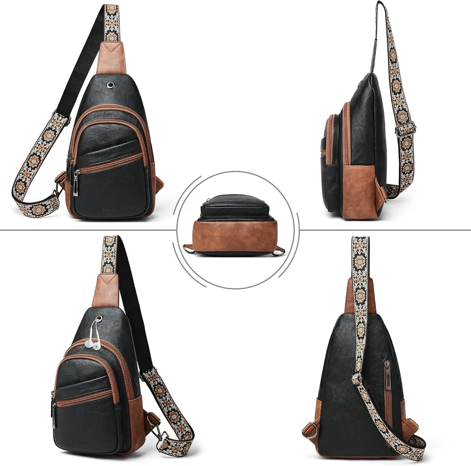 Shrrie Sling Bag Crossbody Bag for Women Vegan Leather Fanny Pack Women Small Travel Purse Chest Waist Bag For Daily Use