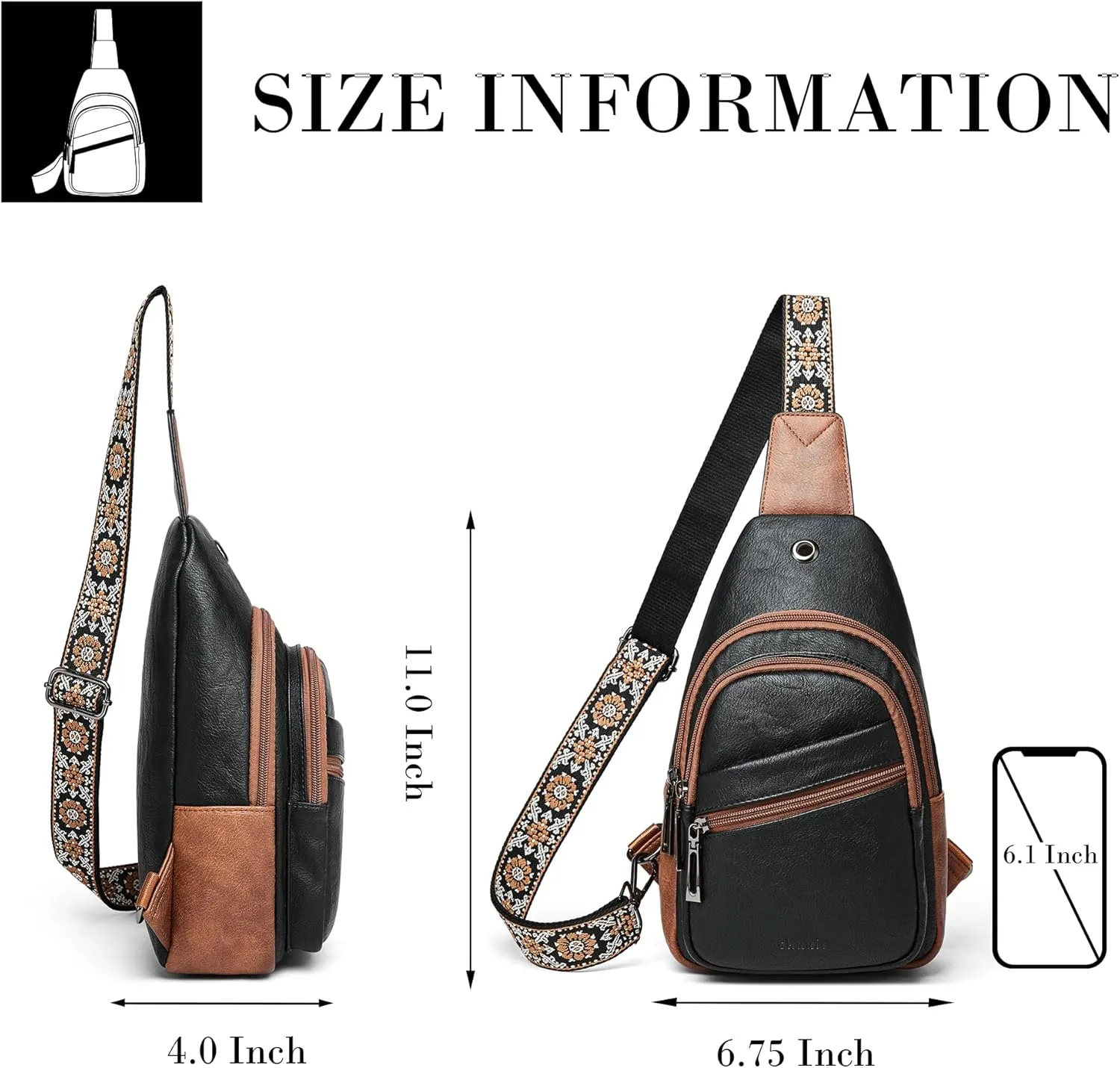Shrrie Sling Bag Crossbody Bag for Women Vegan Leather Fanny Pack Women Small Travel Purse Chest Waist Bag For Daily Use