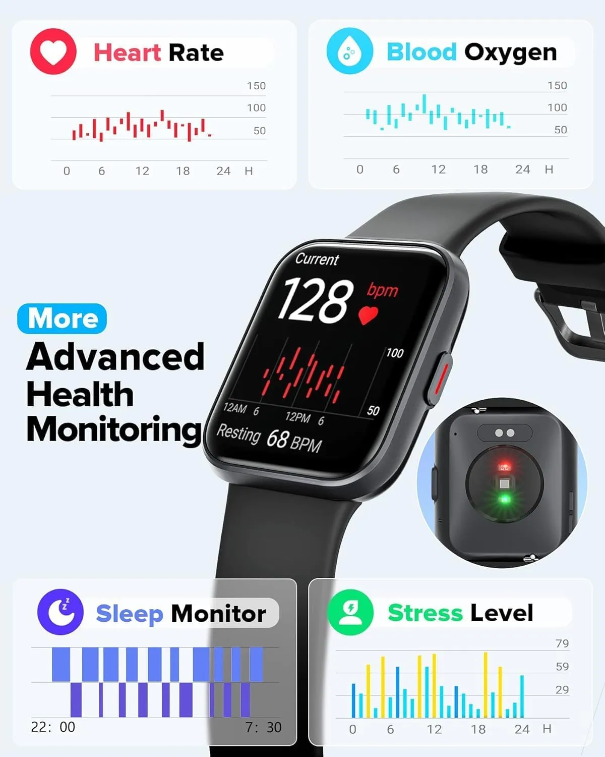 Smart Watch for Men Women Android iPhone, Alexa Built-in Fitness Watch with 1.8" LCD Screen & Bluetooth Call (Make/Answer), Heart Rate/SpO2/Sleep Monitor, 100 Sports, IP68 Waterproof Smartwatch