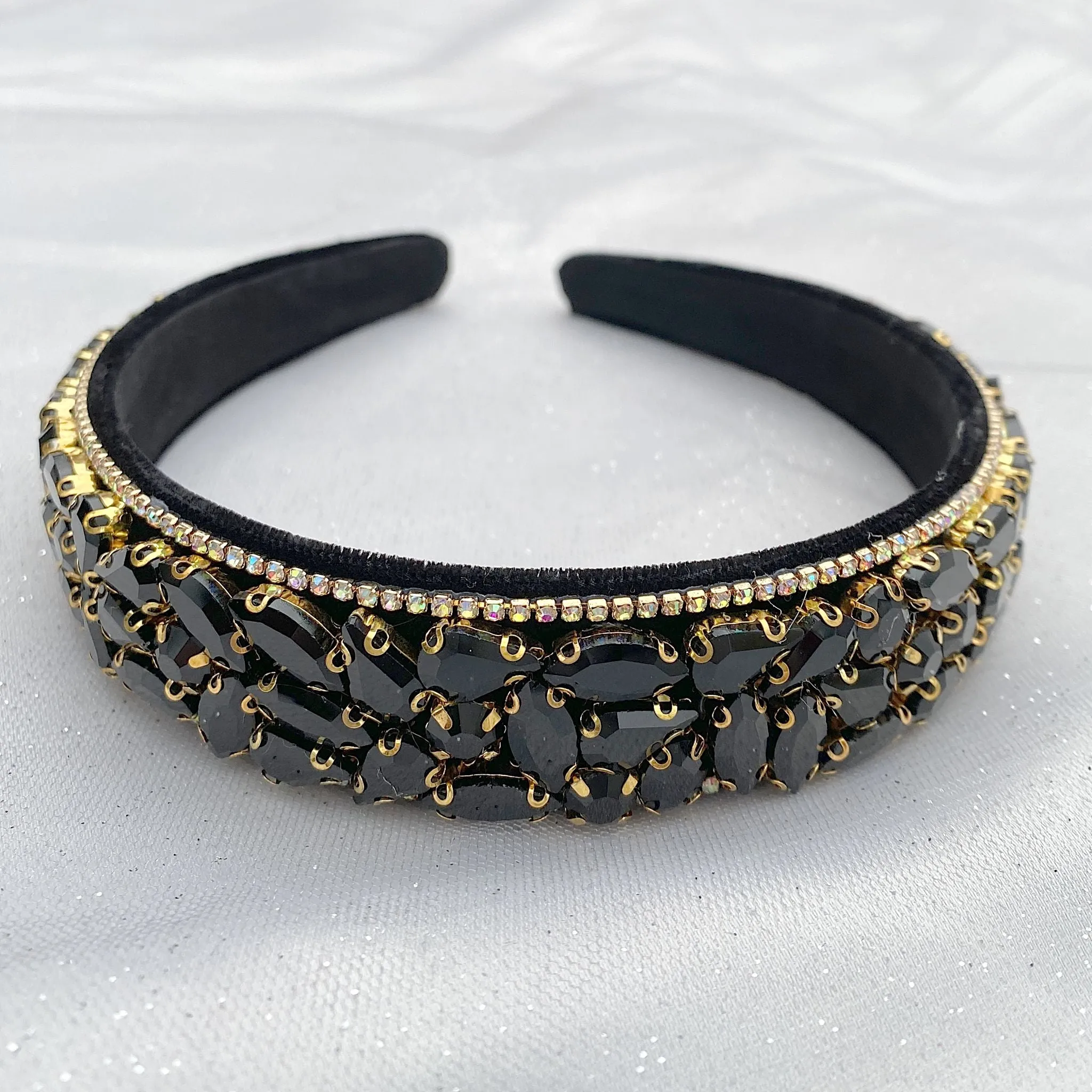 Sparkly Headband Black Hair Band Rhinestone Alice Band
