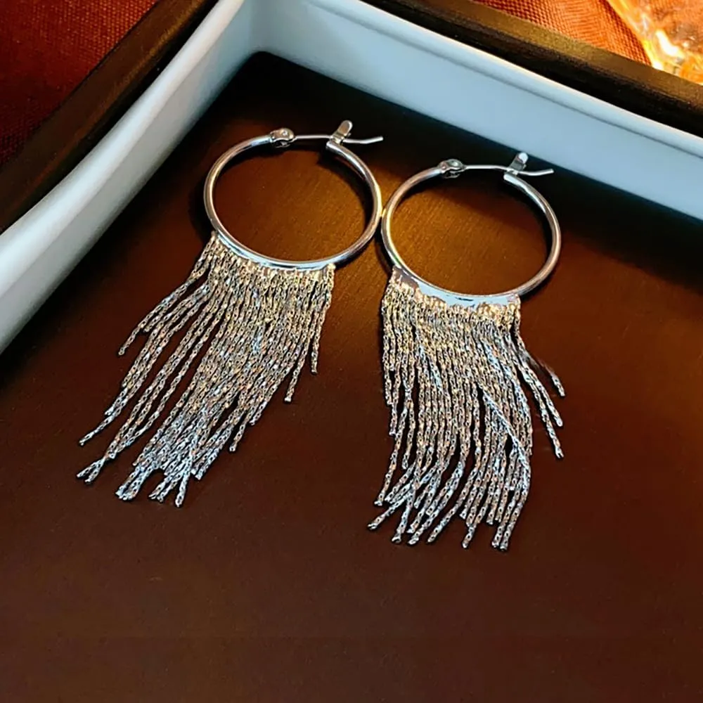 Sparkly Tassel Drop Earrings for Women Delicacy Linear Dangle Statement Earrings Long Fringe Chain Chandelier Earrings Party Wedding Jewelry Gifts