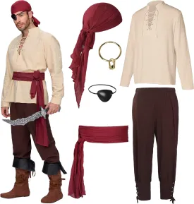 Spooktacular Creations Men Pirate Costume, Adult Halloween Costume Renaissance Medieval Viking Pirate Costume for Cosplay
