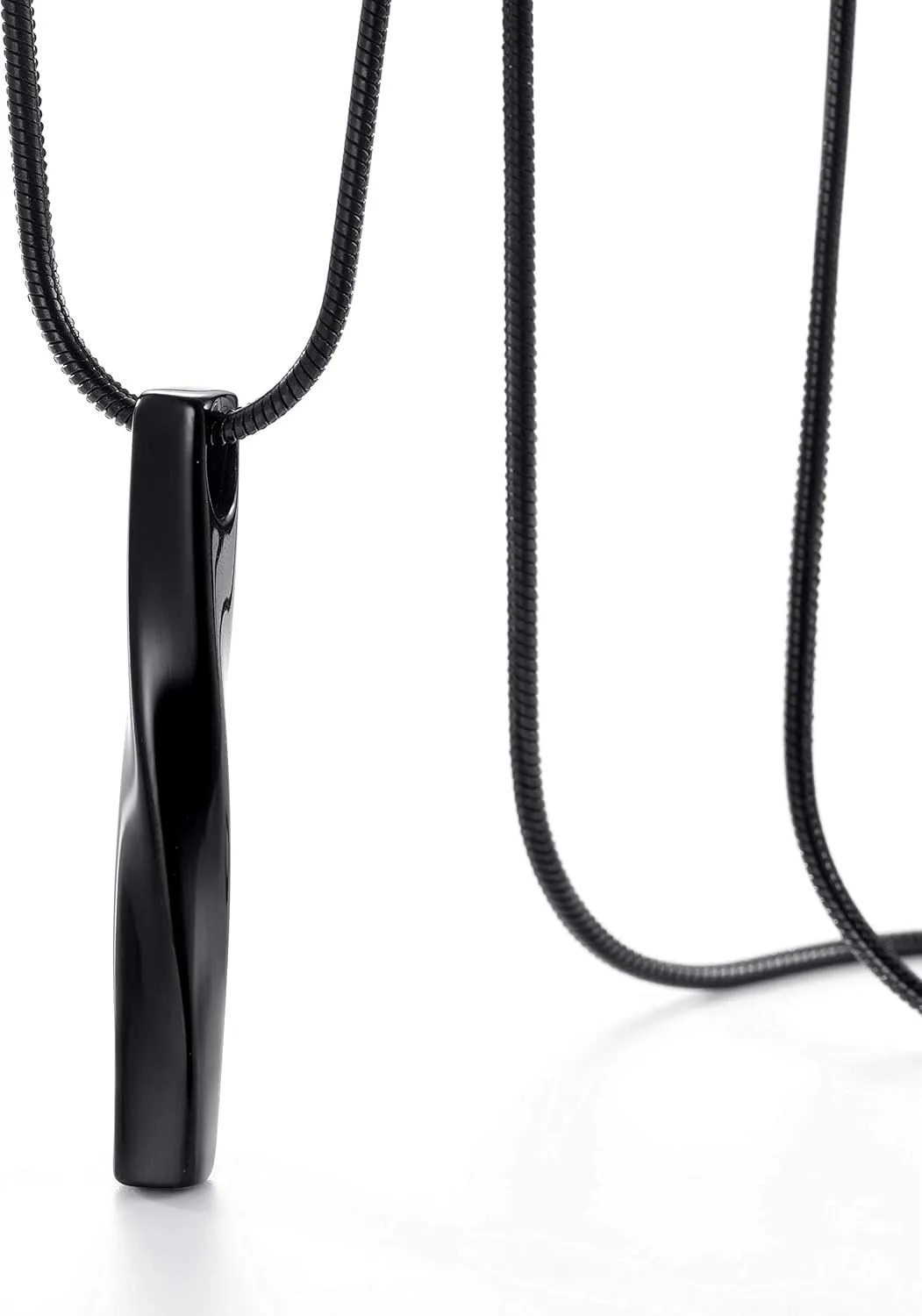 Stainless Steel Pendant Necklace for Men and Women, Unisex Twisted Cube Bar Pendant with Link Chain