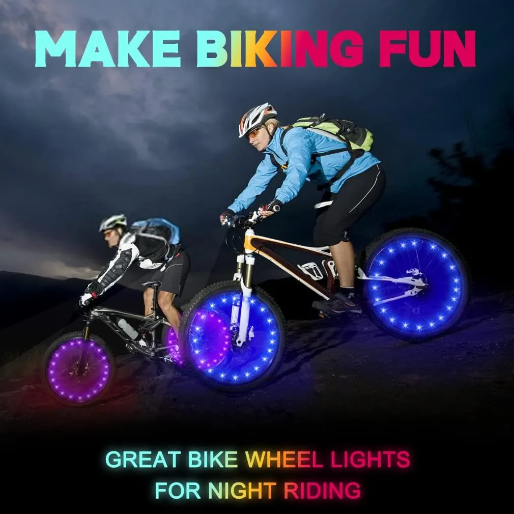 TINANA 2 Tire Pack LED Bike Wheel Lights Ultra Bright Waterproof Bicycle Spoke Lights Cycling Decoration Safety Warning Tire Strip Light for Kids Adults Night Riding