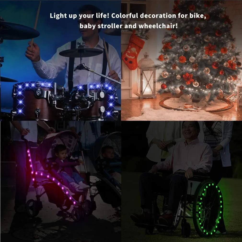 TINANA 2 Tire Pack LED Bike Wheel Lights Ultra Bright Waterproof Bicycle Spoke Lights Cycling Decoration Safety Warning Tire Strip Light for Kids Adults Night Riding