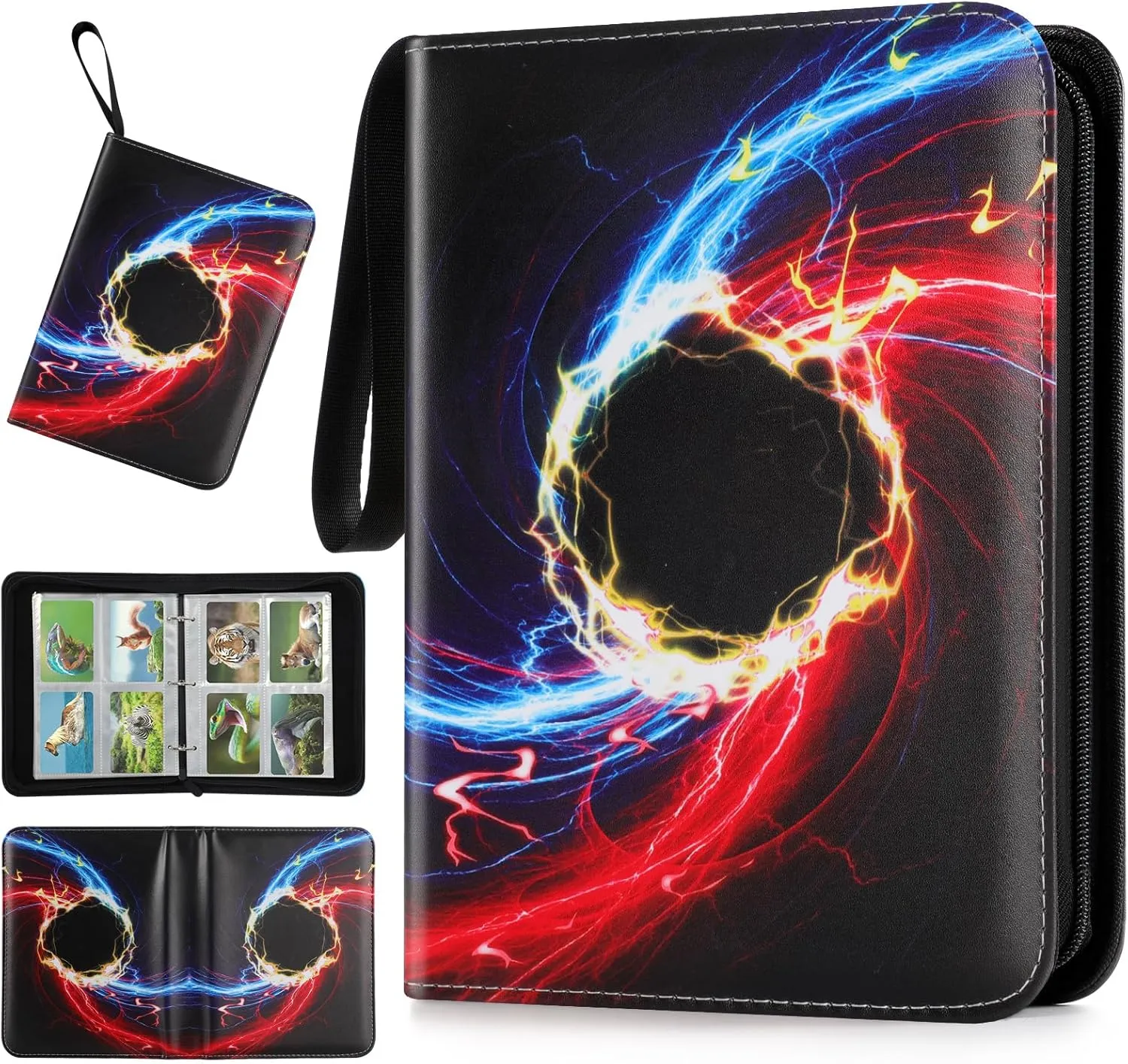 Trading Card Binder,4 Pockets 400 Cards Holder Collector Album with 50 Removable Sleeves Compatible with Pokemon Cards Football Card TCG Game Sports Cards