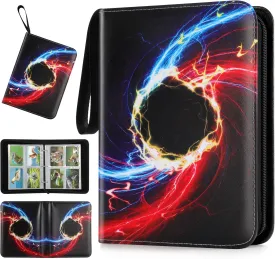Trading Card Binder,4 Pockets 400 Cards Holder Collector Album with 50 Removable Sleeves Compatible with Pokemon Cards Football Card TCG Game Sports Cards