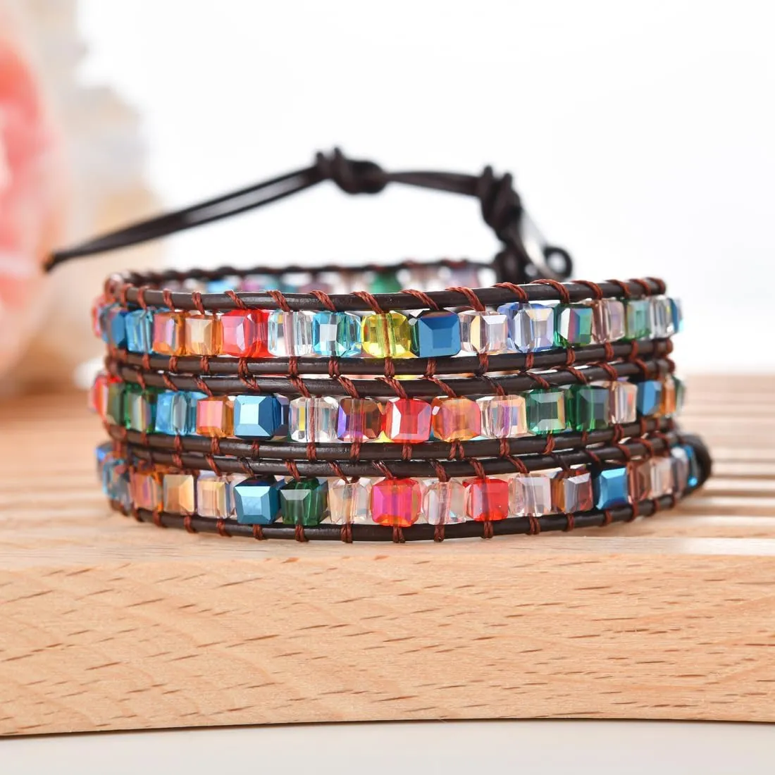 YGLINE Natural Stone Wrap Bracelet for Women Boho Bracelets Healing Crystal Beaded Bracelet Adjustable 3/5 Wraps Bracelet Handmade Birthday Gifts for Women