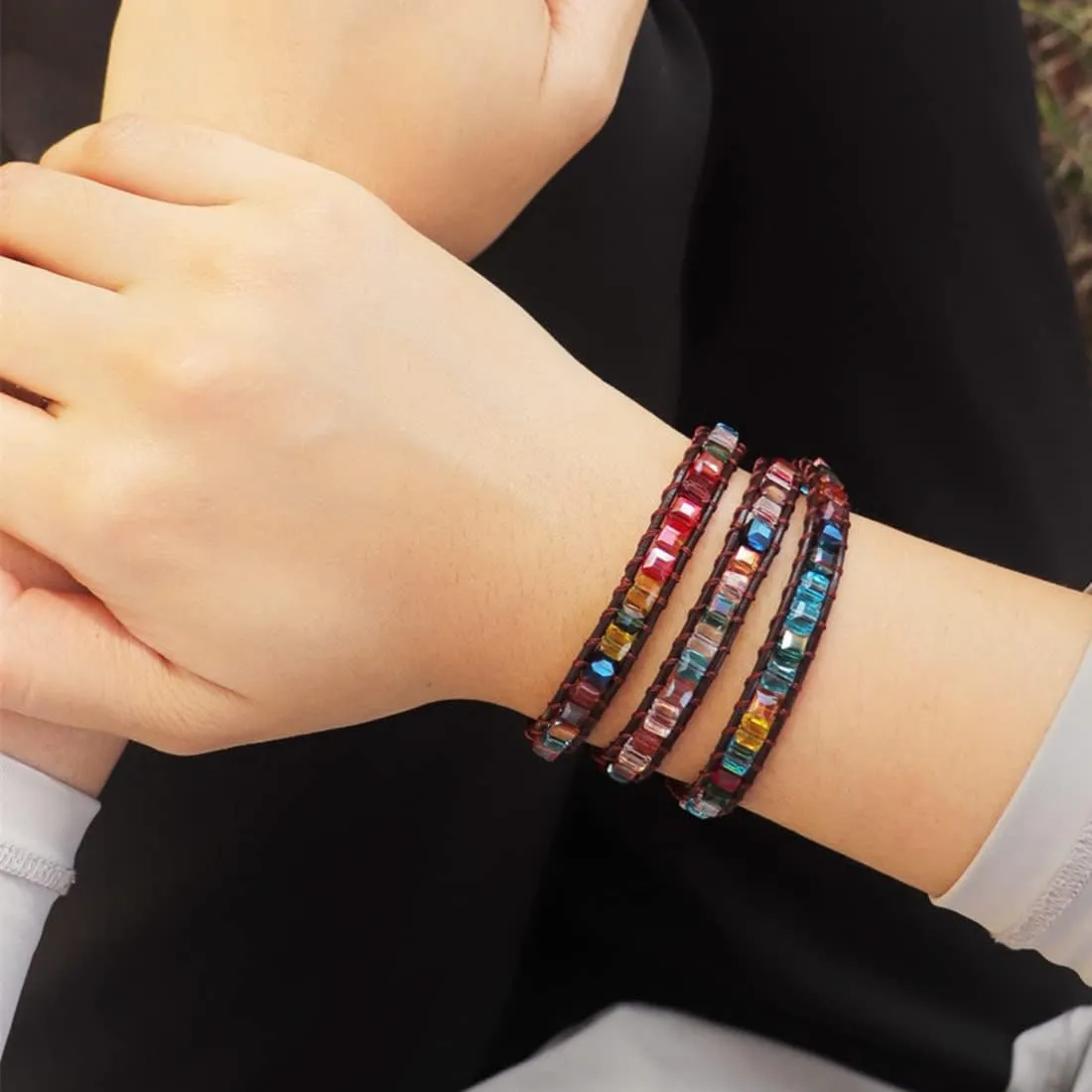 YGLINE Natural Stone Wrap Bracelet for Women Boho Bracelets Healing Crystal Beaded Bracelet Adjustable 3/5 Wraps Bracelet Handmade Birthday Gifts for Women
