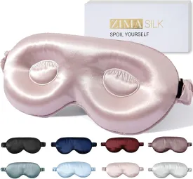ZIMASILK Adjustable 22 Momme 100% Pure Mulberry Silk Sleep Mask, 3D Contoured Cup Eye Mask for Sleeping, Super Soft Breathable Blindfold, Perfect Blocks Light for Sleeping. (Pink)
